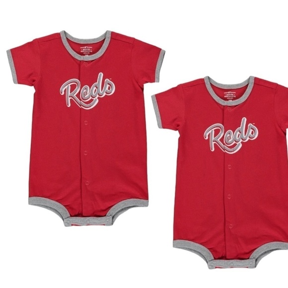 CINCINNATI Reds Infant Power Hitter Romper Red 3-6 Mo.s bundle of 2 boy or girl